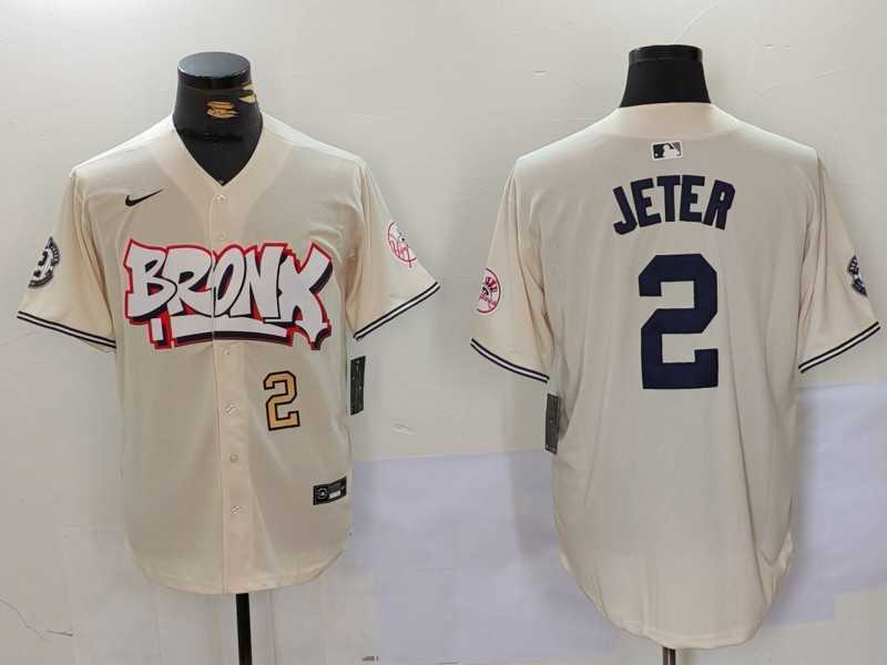 Men%27s New York Yankees #2 Derek Jeter Cream Limited Stitched Baseball Jerseys->milwaukee brewers->MLB Jersey